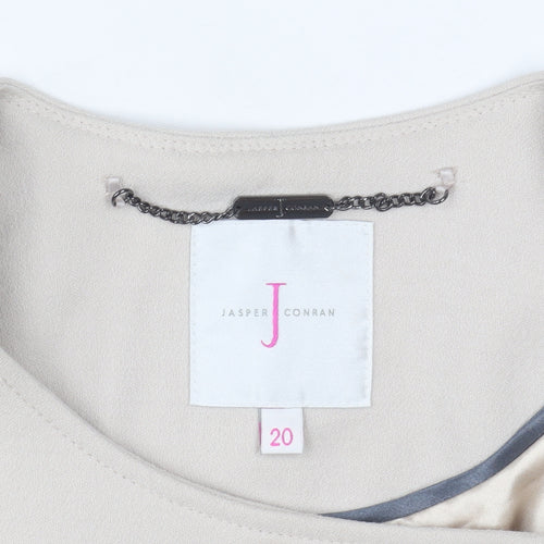 Jasper Conran Women Beige Zip-Up Crepe Jacket Size 20