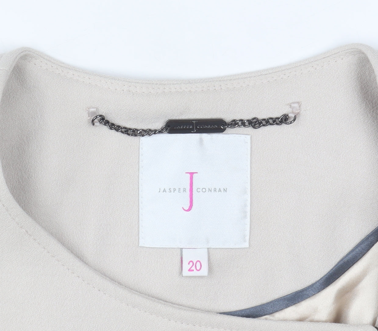 Jasper Conran Women Beige Zip-Up Crepe Jacket Size 20