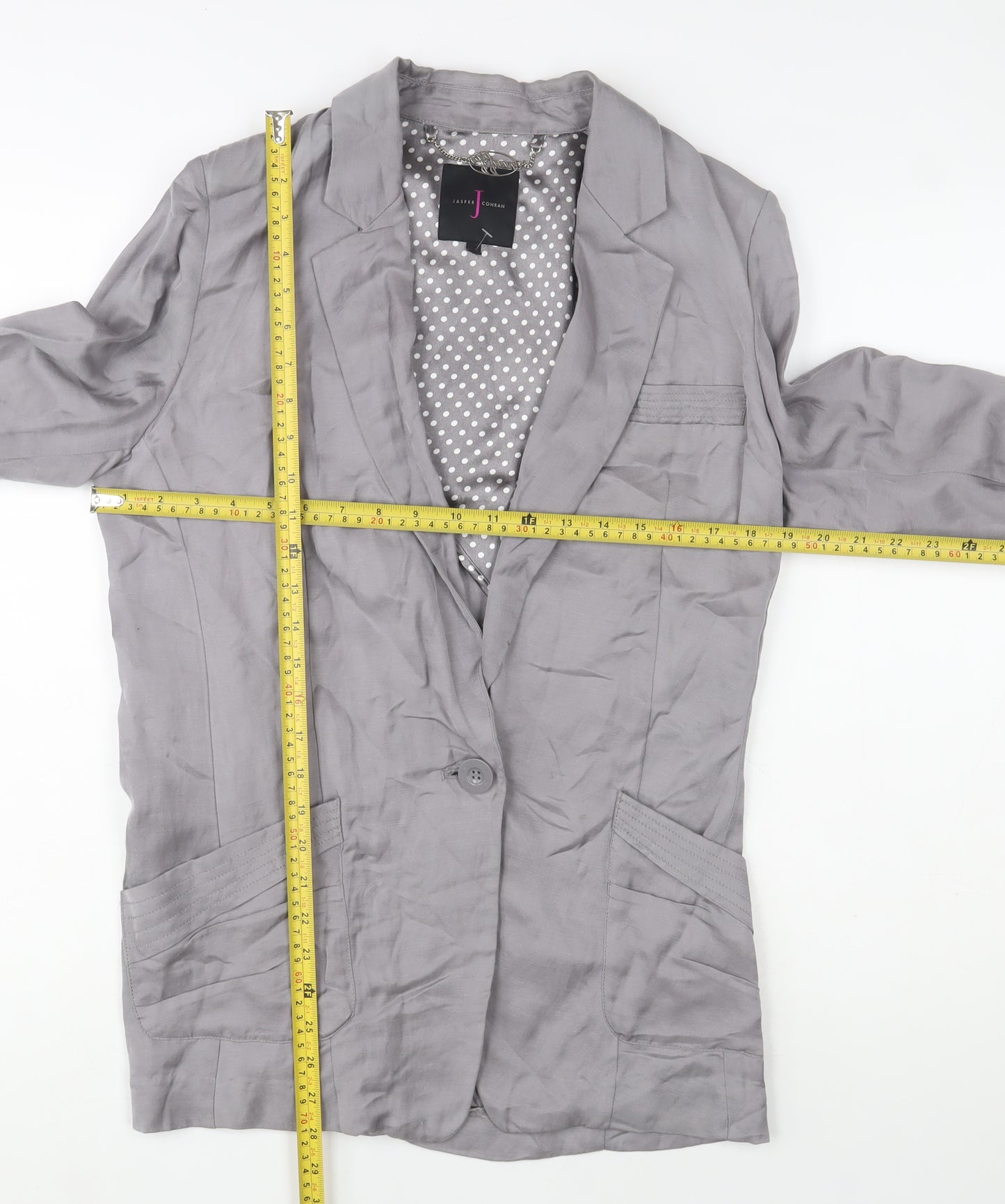 Jasper Conran Women’s Grey Linen Blend Blazer Size 12