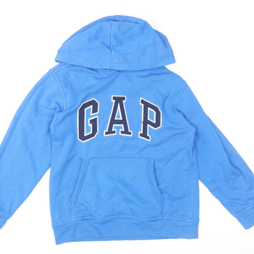 Gap Kids Boys Blue Pullover Hoodie Size 10-11 Years Cotton Warm Logo