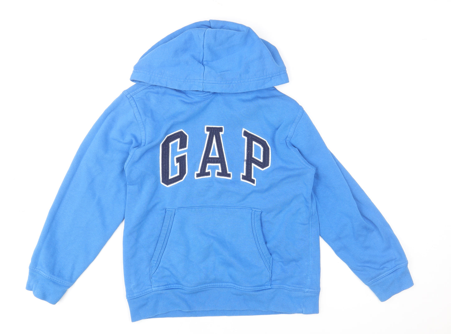 Gap Kids Boys Blue Pullover Hoodie Size 10-11 Years Cotton Warm Logo