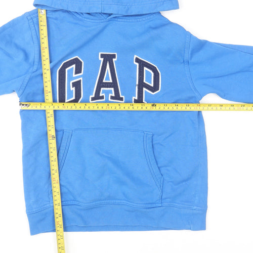 Gap Kids Boys Blue Pullover Hoodie Size 10-11 Years Cotton Warm Logo