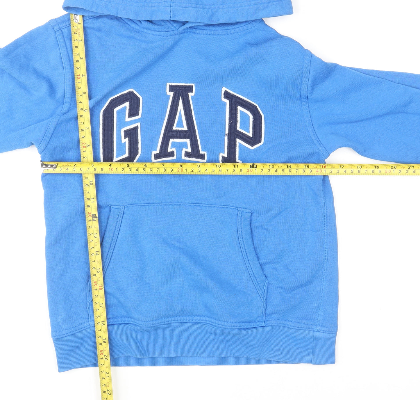 Gap Kids Boys Blue Pullover Hoodie Size 10-11 Years Cotton Warm Logo