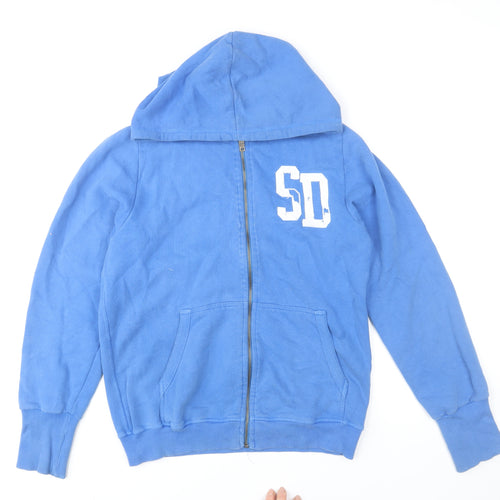 Superdry Men’s Blue Full Zip Hoodie S Regular Fit Logo Fleece