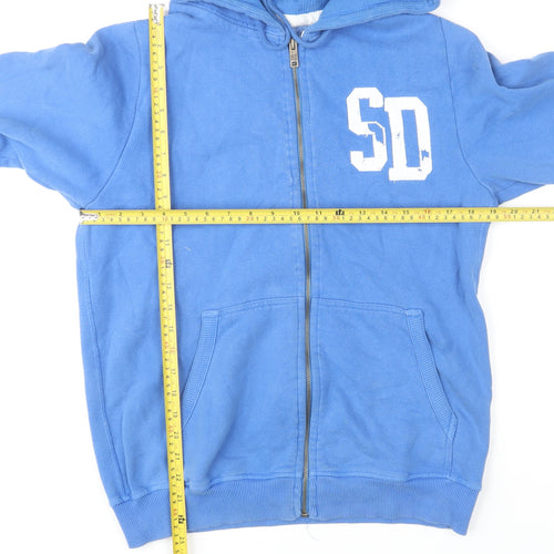 Superdry Men’s Blue Full Zip Hoodie S Regular Fit Logo Fleece