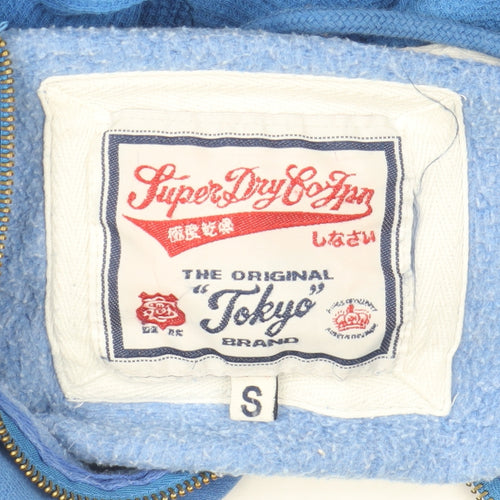 Superdry Men’s Blue Full Zip Hoodie S Regular Fit Logo Fleece