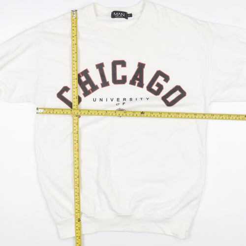 boohooMAN Men’s White University Chicago Graphic Sweatshirt Size S