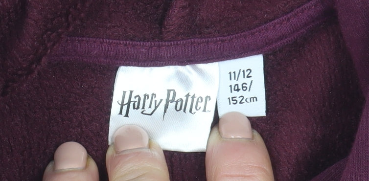 Harry Potter Boys Burgundy Hoodie 11-12 Years Hogwarts Crest Pullover
