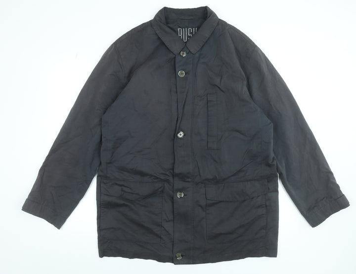 Bush Men's Black 42 Basic Cotton Blend Button Jacket