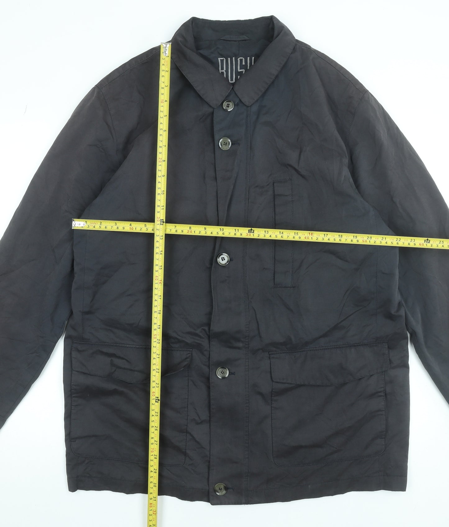 Bush Men's Black 42 Basic Cotton Blend Button Jacket