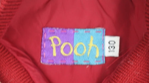 Pooh Women’s Red Quilted Padded Waistcoat Vest Size 8 Cartoon Style