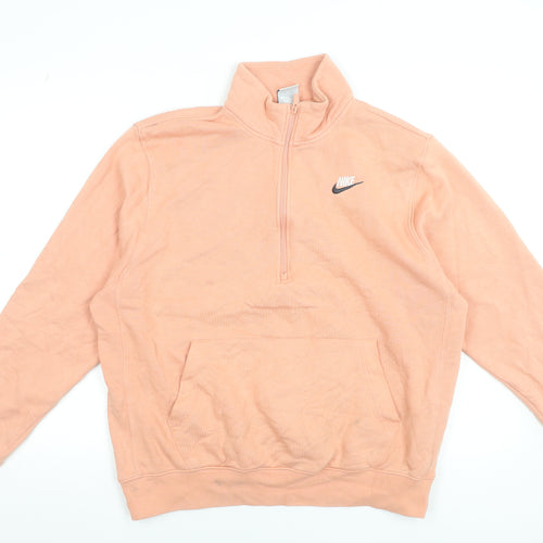 Nike Womens Peach 1/2 Zip Pullover Sweatshirt Medium Cotton Blend