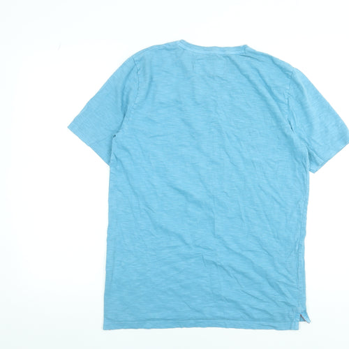 Superdry Men's Blue V-Neck Cotton T-Shirt Size L