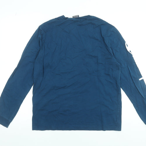 Champion Men's Blue Long Sleeve Cotton Crew Neck T-Shirt M