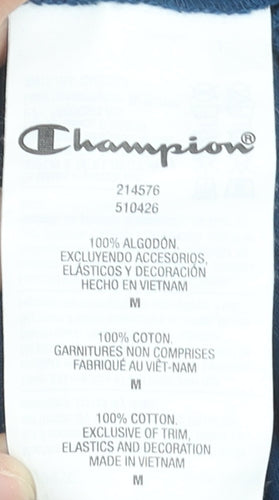 Champion Men's Blue Long Sleeve Cotton Crew Neck T-Shirt M