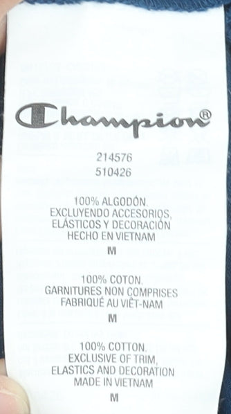 Champion Men's Blue Long Sleeve Cotton Crew Neck T-Shirt M