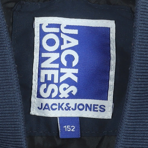 Jack & Jones Boys Blue Bomber Jacket Size 152 Full Zip Polyester