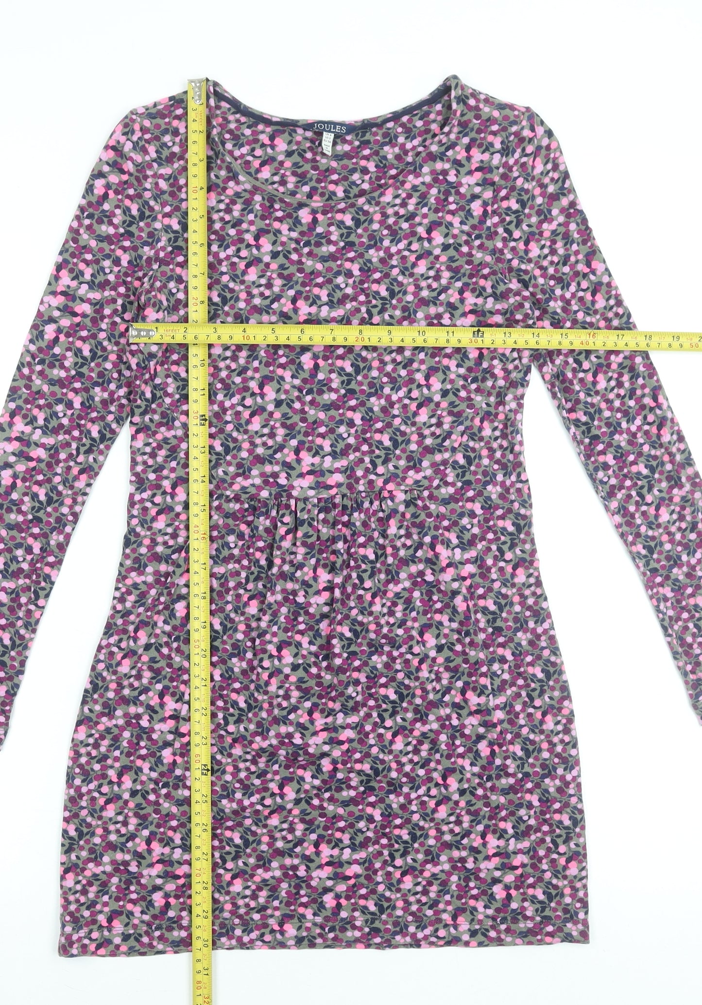 Joules Women’s Multicoloured Floral Shift Dress Size 6 Long Sleeve