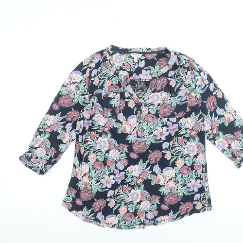 FatFace Women's Blue Floral Cotton Tunic Blouse Size 10