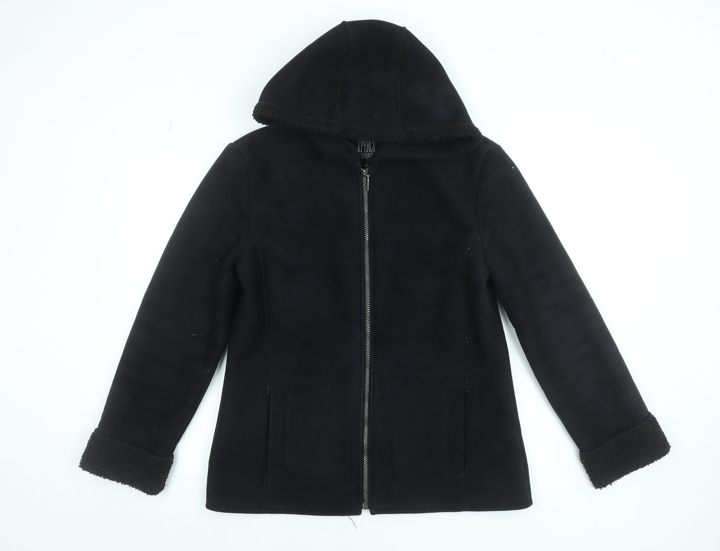 J. Percy Sport Womens Black Hooded Fleece Jacket Size M