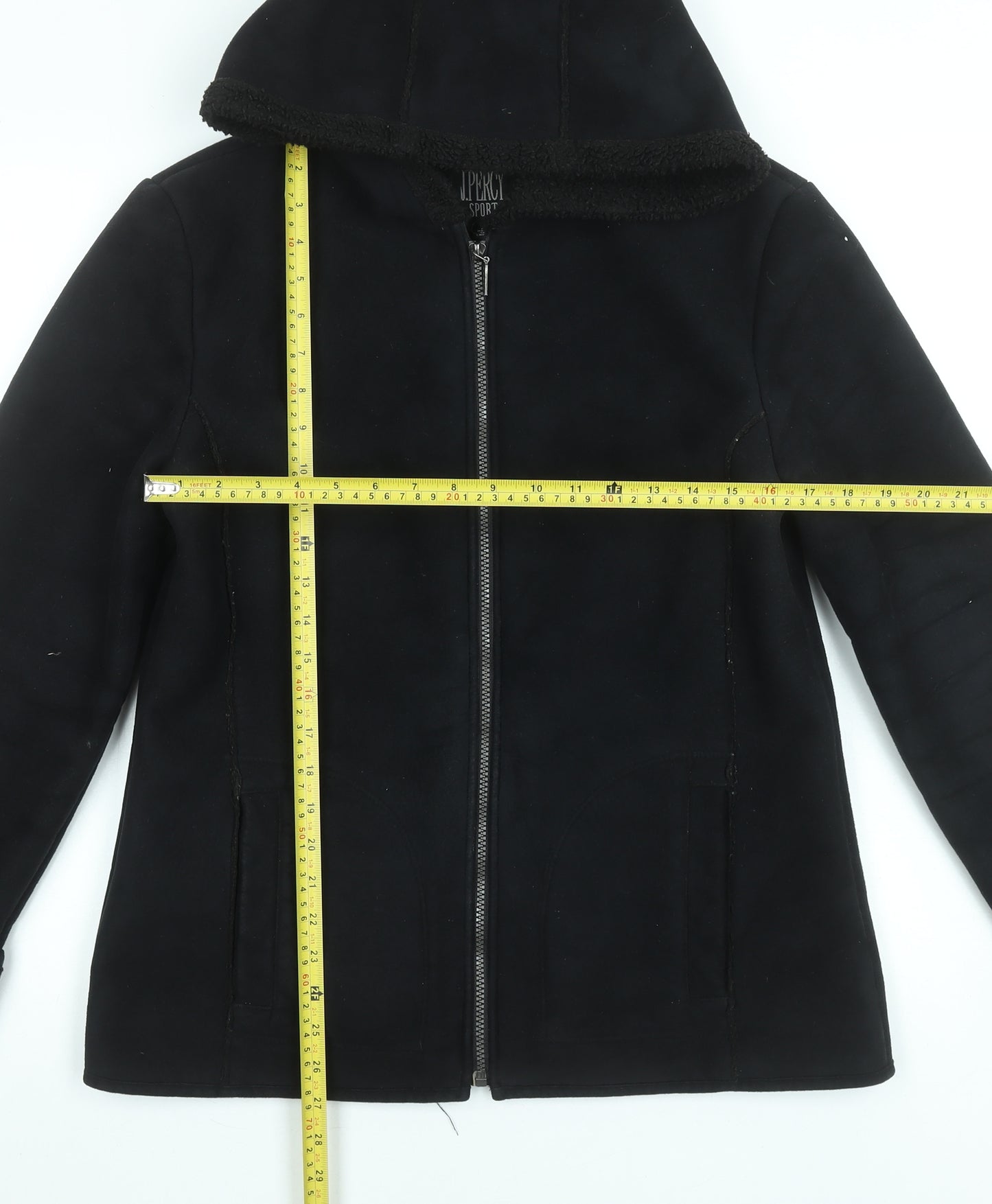 J. Percy Sport Womens Black Hooded Fleece Jacket Size M