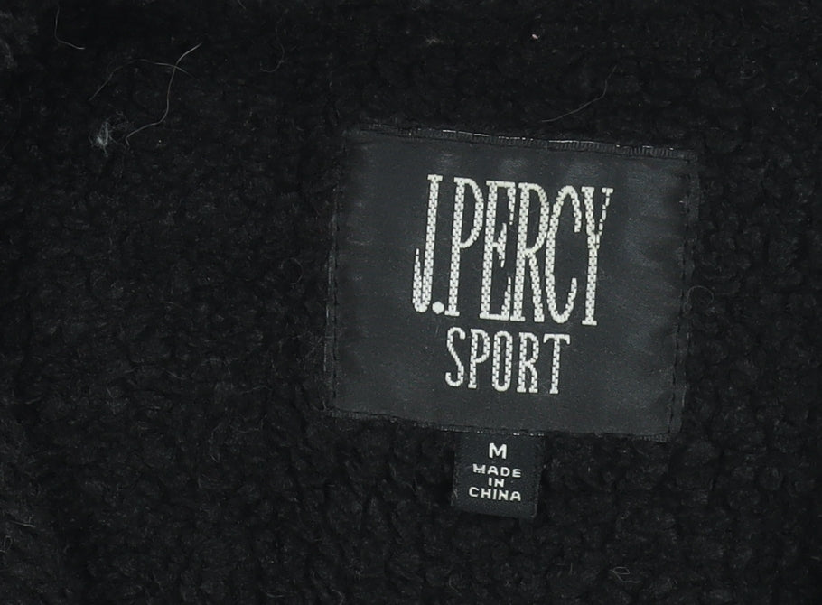 J. Percy Sport Womens Black Hooded Fleece Jacket Size M