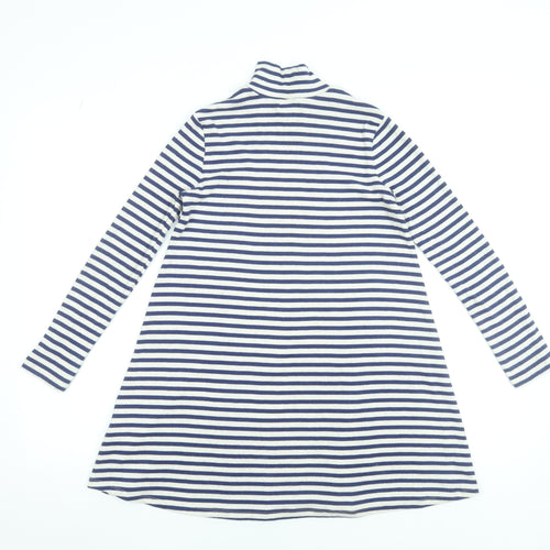 Gap Teens Blue White Striped A-Line Jersey Dress Long Sleeve Roll Neck 10-12