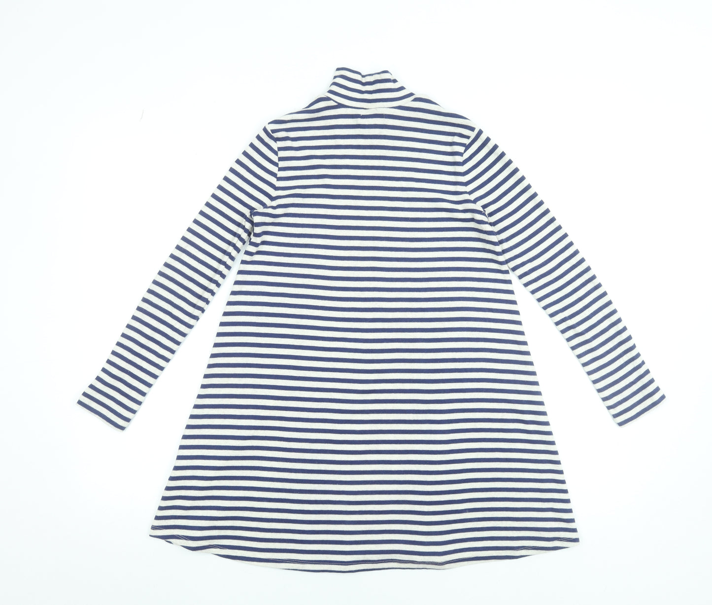 Gap Teens Blue White Striped A-Line Jersey Dress Long Sleeve Roll Neck 10-12