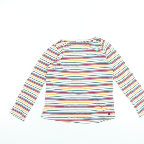 FatFace Girls Multicoloured Striped Long Sleeve Cotton T-Shirt 7-8 Years