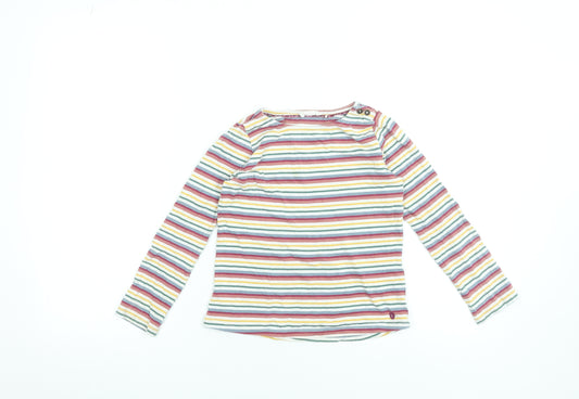 FatFace Girls Multicoloured Striped Long Sleeve Cotton T-Shirt 7-8 Years