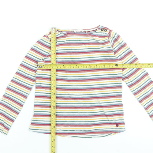 FatFace Girls Multicoloured Striped Long Sleeve Cotton T-Shirt 7-8 Years