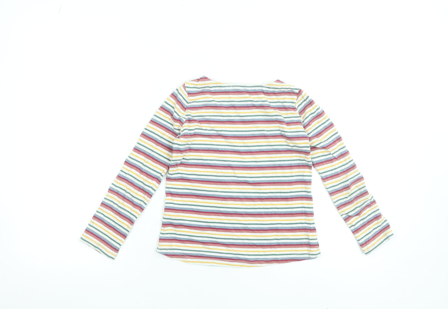 FatFace Girls Multicoloured Striped Long Sleeve Cotton T-Shirt 7-8 Years