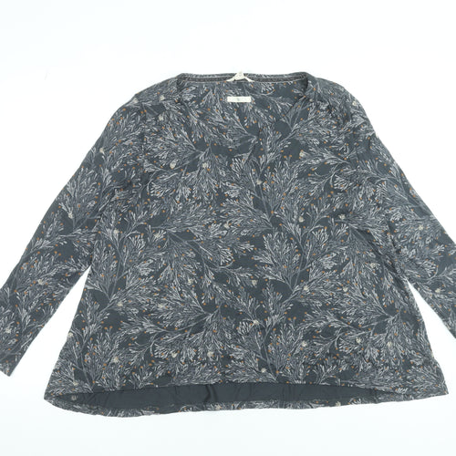 White Stuff Women's Grey Floral Viscose Tunic Blouse UK 12