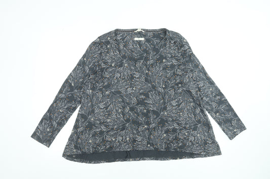 White Stuff Women's Grey Floral Viscose Tunic Blouse UK 12