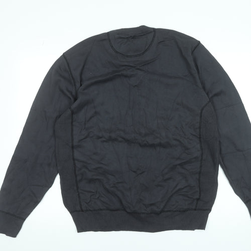 Next Men's Black XL V-Neck Cotton Pullover Jumper Classic Knit