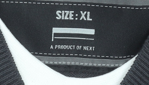 Next Men's Black XL V-Neck Cotton Pullover Jumper Classic Knit