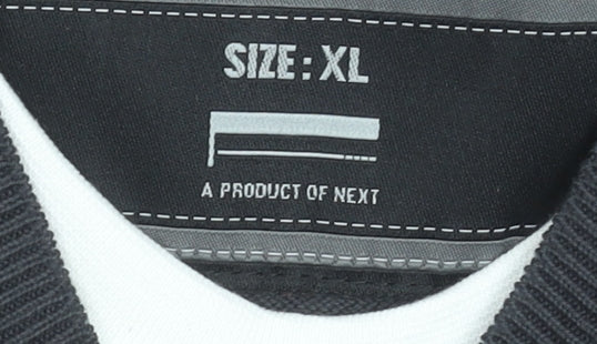 Next Men's Black XL V-Neck Cotton Pullover Jumper Classic Knit