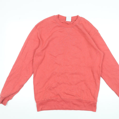 Zara Men Pink Crew Neck Cotton Sweatshirt Size S Regular Fit