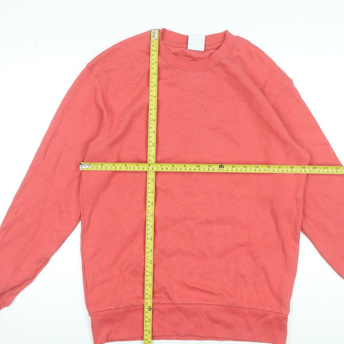 Zara Men Pink Crew Neck Cotton Sweatshirt Size S Regular Fit