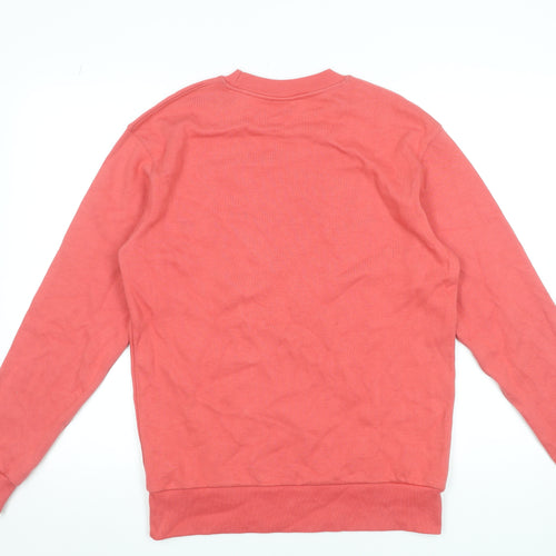 Zara Men Pink Crew Neck Cotton Sweatshirt Size S Regular Fit