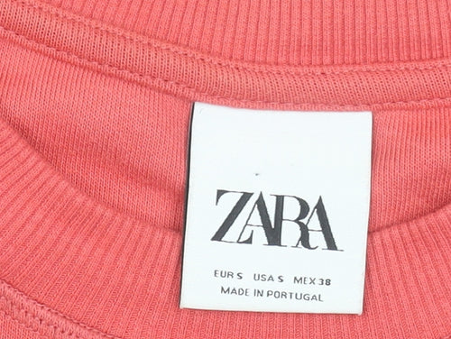 Zara Men Pink Crew Neck Cotton Sweatshirt Size S Regular Fit