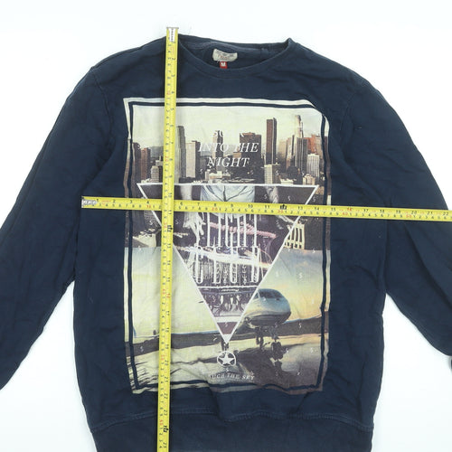 Next Men's Blue Crew Neck Graphic Print Pullover Sweatshirt Size M