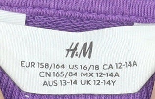 H&M Girls Purple Crew Neck Long Sleeve Pullover Sweatshirt 12-14 Years