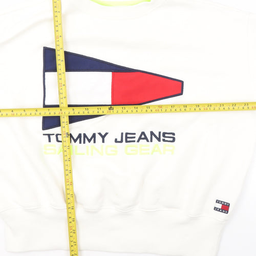 Tommy Jeans Women's White XS Pullover Sweatshirt Sailing Gear Logo Cotton