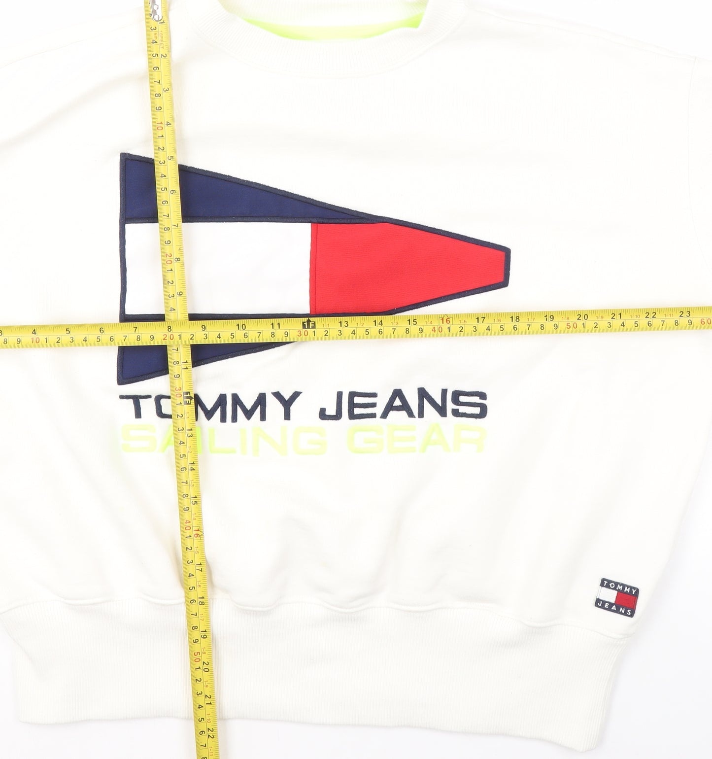 Tommy Jeans Women's White XS Pullover Sweatshirt Sailing Gear Logo Cotton