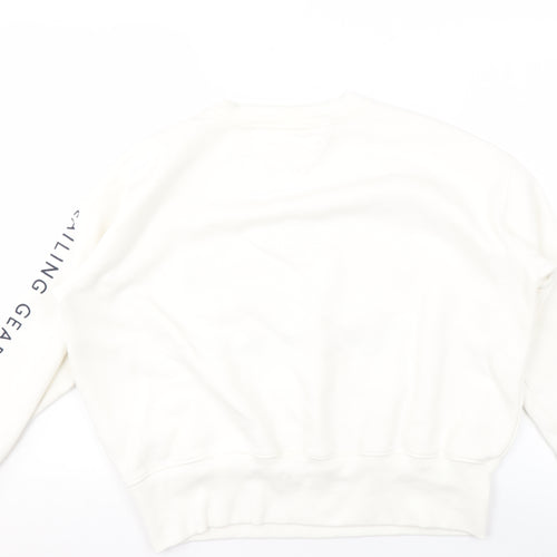Tommy Jeans Women's White XS Pullover Sweatshirt Sailing Gear Logo Cotton