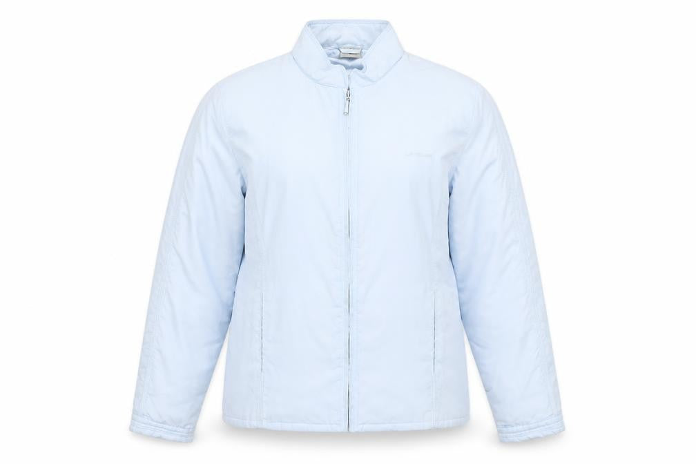 Front view of LA Gear women’s blue, size UK 8, puffer jacket full zip winter coat