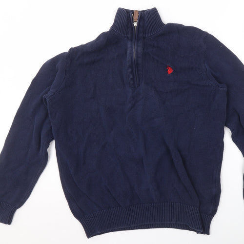 U.S. Polo Assn. Women's Navy 1/2 Zip Knitted Pullover Sweatshirt M