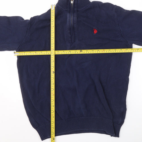 U.S. Polo Assn. Women's Navy 1/2 Zip Knitted Pullover Sweatshirt M