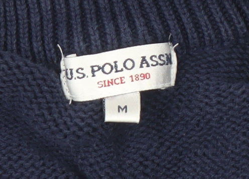 U.S. Polo Assn. Women's Navy 1/2 Zip Knitted Pullover Sweatshirt M